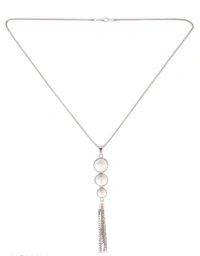 Anikas Creation Silver Plated Tasselled Alloy Light weighted White Stone Finished Pendant - Adjustable, Gold Plated, Multipack 1